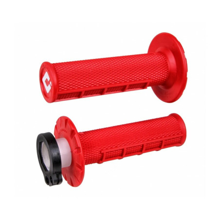 Poignées ODI Emig V2 Lock-On Semi-Gaufrée – Haute Performance Moto rouge
