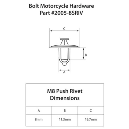 Rivets plastique BOLT M8 XL – 10 pièces