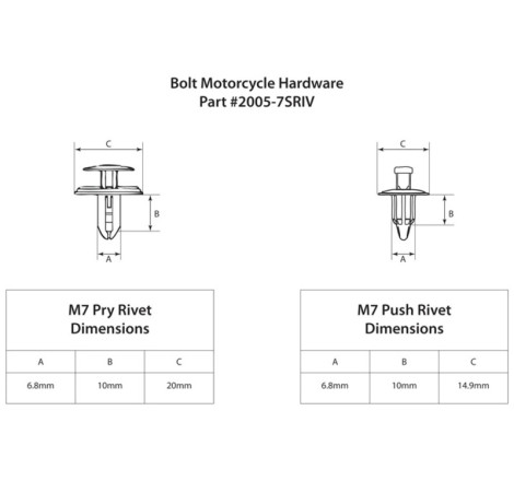 Rivets plastique BOLT M7 – 10 pièces