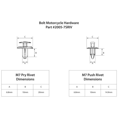 Rivets plastique BOLT M7 – 10 pièces