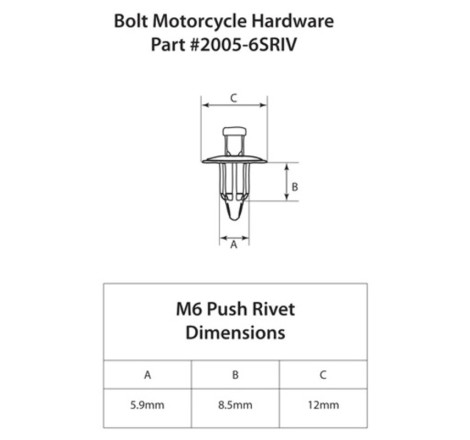 Rivets plastique BOLT M6 – 10 pièces