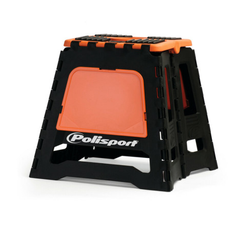 Lève-moto fixe POLISPORT repliable orange/noir pour entretien et stockage sécurisé