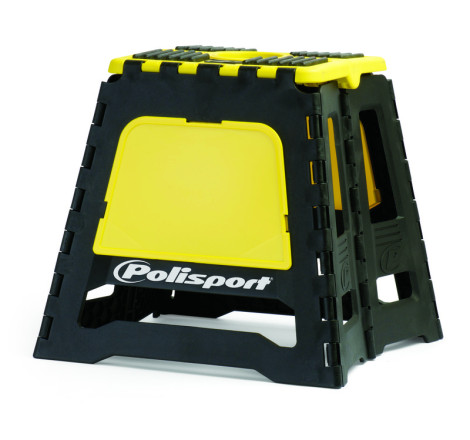 Lève-moto fixe POLISPORT repliable jaune RM/noir pour entretien et stockage sécurisé