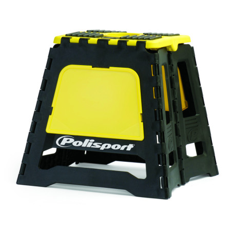 Lève-moto fixe POLISPORT repliable jaune RM/noir pour entretien et stockage sécurisé