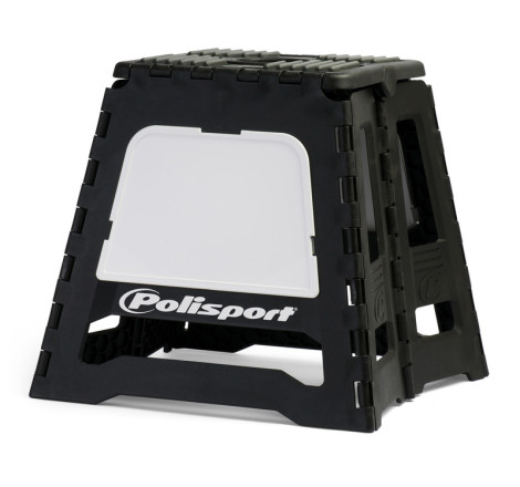 Lève-moto fixe POLISPORT repliable noir/blanc pour entretien et stockage sécurisé