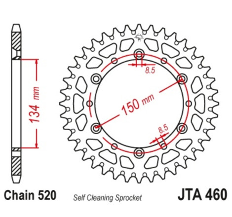 Kit chaîne JT 520HDS 13/49 super-renforcée - couronne ultra-light anti-boue 250 KX 2002 à 2005