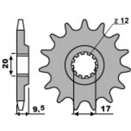 Pignon PBR 13 dents acier standard 85 SX/TC/MC
