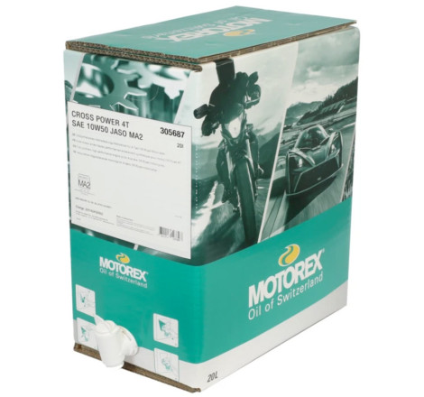 Huile moteur MOTOREX Cross Power 4T 10W50 20L – Huile moto 100% synthèse haute performance JASO MA2