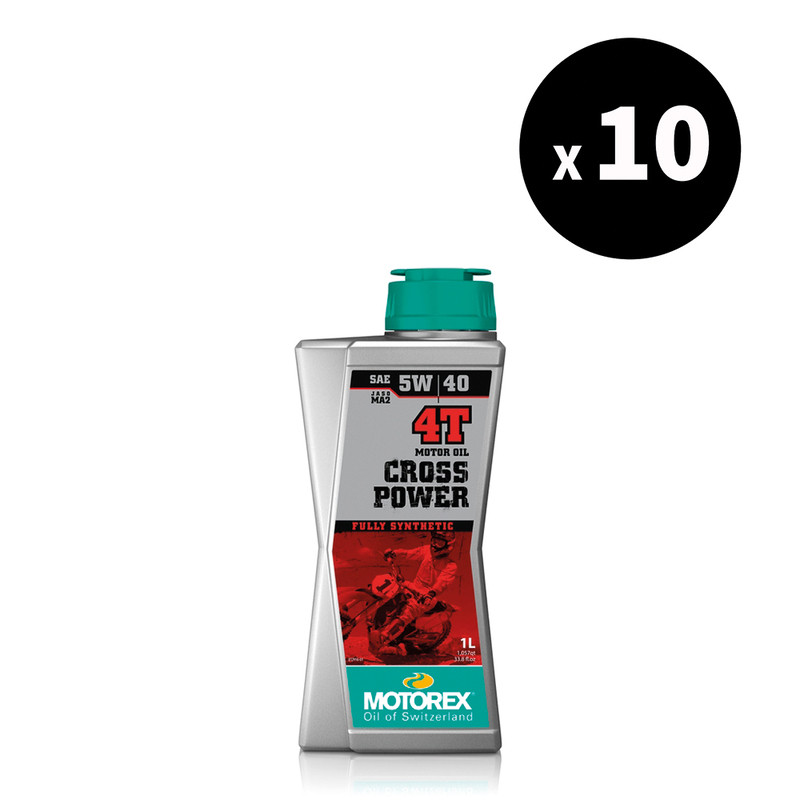 Pack 10 Huile moteur MOTOREX Cross Power 4T 5W40 1L – Huile moto 100% synthèse haute performance JASO MA2