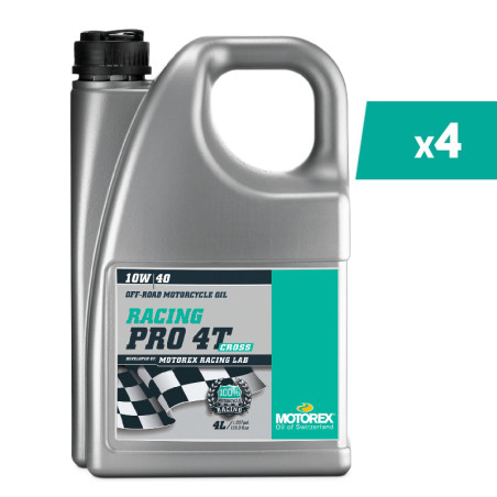 Pack 4 Huile moteur MOTOREX Racing Pro Cross 4T 10W40 4L – Huile moto 100% synthèse haute performance