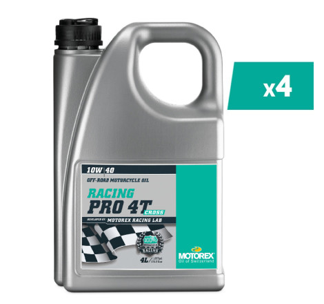 Pack 4 Huile moteur MOTOREX Racing Pro Cross 4T 10W40 4L – Huile moto 100% synthèse haute performance