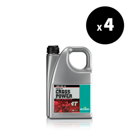 Pack 4 Huile moteur MOTOREX Cross Power 4T 10W60 4L – Huile moto 100% synthèse haute performance JASO MA2