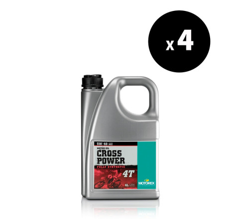 Pack 4 Huile moteur MOTOREX Cross Power 4T 5W40 4L – Huile moto 100% synthèse haute performance JASO MA2