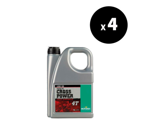 Pack 4 Huile moteur MOTOREX Cross Power 4T 10W50 4L – Huile moto 100% synthèse haute performance JASO MA2