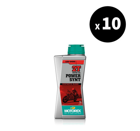 Pack 10 Huile moteur MOTOREX Power Synt 2T 1L – Huile 2 temps synthétique haute performance prémix