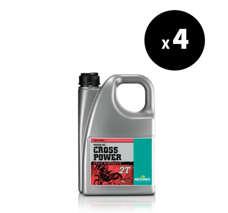 Pack 4 Huile moteur MOTOREX Cross Power 2T 4L – Huile 2 temps 100% synthèse haute performance motocross enduro