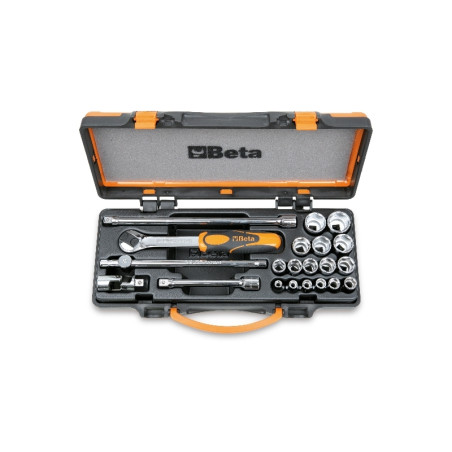 Coffret BETA cliquet 3/8" avec 16 douilles 6 pans et 5 accessoires