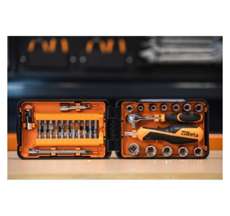 Coffret compact BETA 11 douilles 6 pans, 21 embouts et 7 accessoires
