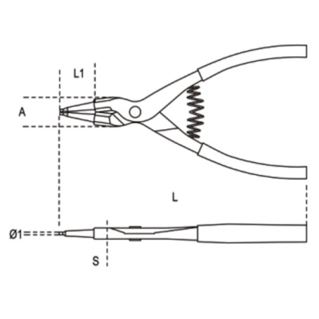 Pince à circlips extérieurs Beta becs droits 175 mm