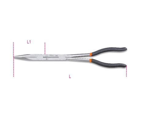 Jeu de 2 pinces extra-longues à becs demi-ronds double articulation
