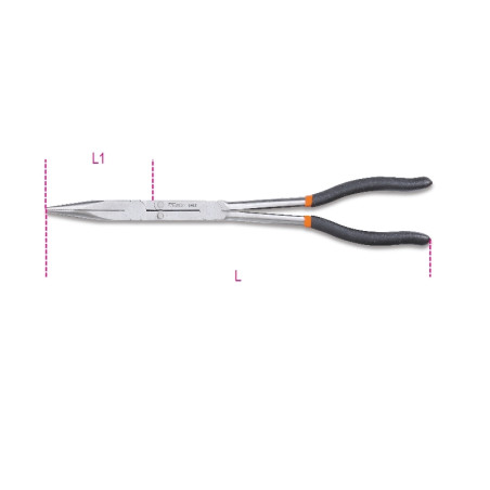 Jeu de 2 pinces extra-longues à becs demi-ronds double articulation