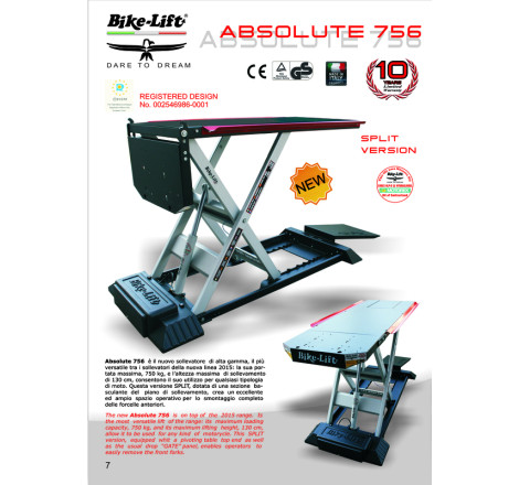 Table élévatrice BIKE LIFT  Absolute 756 Split