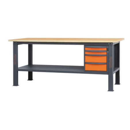 Etabli BETA 2,1m - plan de travail en bois et 4 tiroirs - C58BC-W2,1