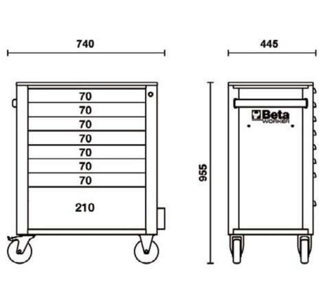 Servante mobile d’atelier à 8 tiroirs BETA Worker - C24S/8 PLUS-A