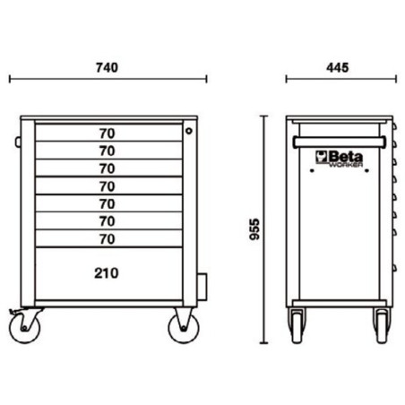Servante mobile d’atelier à 8 tiroirs BETA Worker - C24S/8 PLUS-A
