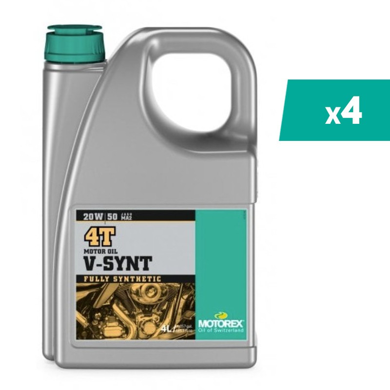 Huile moteur MOTOREX V-SYNT 4T - 20W50 - 4L (x4)