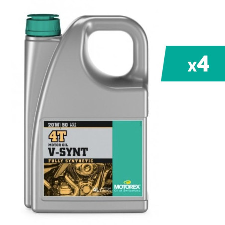 Huile moteur MOTOREX V-SYNT 4T - 20W50 - 4L (x4)