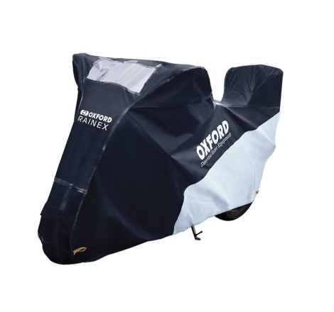 Housse de protection extérieur OXFORD Rainex noir/argent - Moto / Scooter avec Top case - L