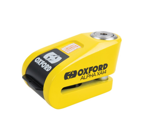Bloque disque alarme OXFORD Alpha XA14 Ø14mm inox noir/jaune