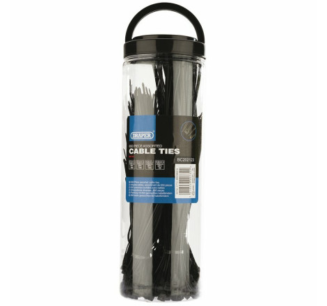 Colliers nylon DRAPER multi-tailles noirs – 650 pièces
