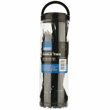 Colliers nylon DRAPER multi-tailles noirs – 650 pièces