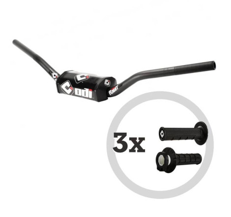 Kit guidon ODI Podium Flight MX + 3 paires de poignées MX V2 Lock-On semi-gauffrées