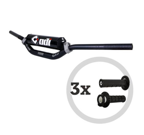 Kit guidon ODI CFT Podium MX + 3 paires de poignées MX V2 Lock-On semi-gauffrées