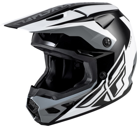Casque FLY RACING Kinetic Crest – noir/blanc/gris, Taille M