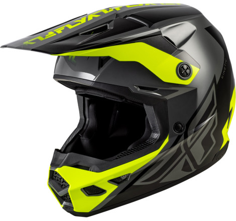 Casque FLY RACING Kinetic Crest – gris/noir/jaune fluo, Taille XL