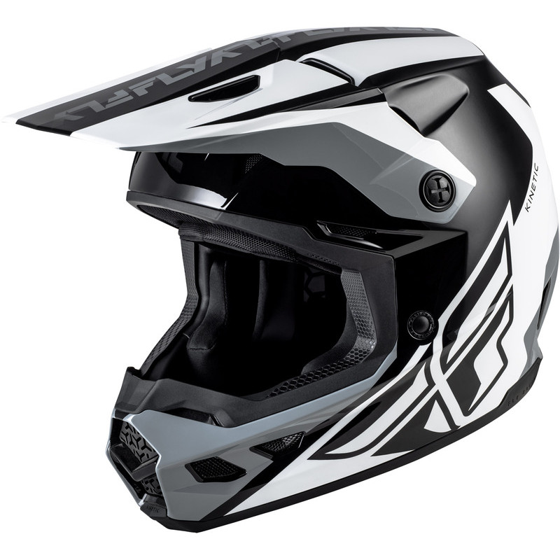 Casque FLY RACING Kinetic Crest – noir/blanc/gris, Taille S