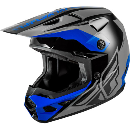 Casque FLY RACING Kinetic Crest – gris/noir/bleu, Taille S