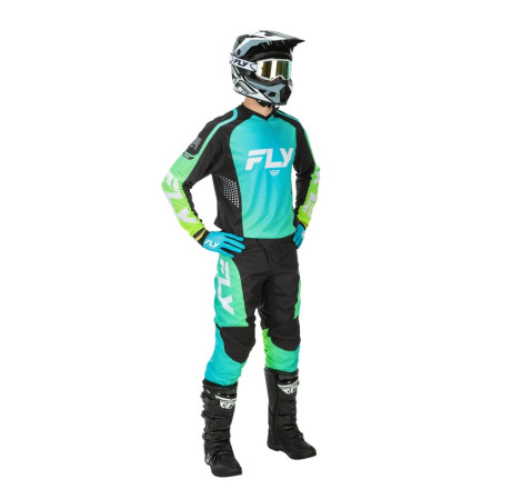 Pantalon FLY RACING F-16 Taille 36 - Aqua/noir/blanc