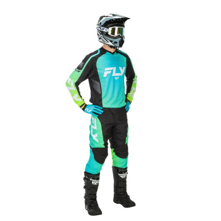 Pantalon FLY RACING F-16 Taille 36 - Aqua/noir/blanc