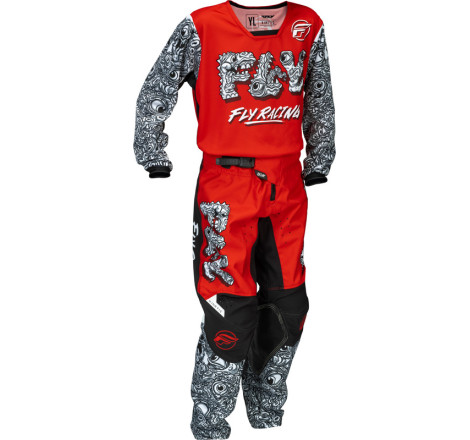 Pantalon enfant FLY RACING Kinetic Mutant - rouge/blanc/noir