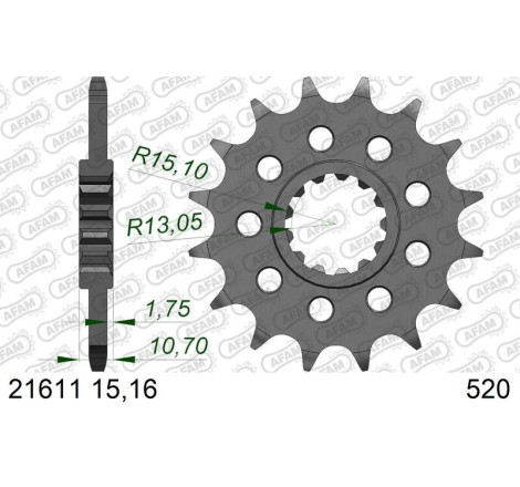 Kit chaîne AFAM 520 XSR4 - 15/46-122 - Couronne acier standard