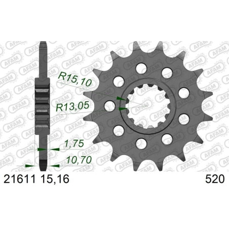 Kit chaîne AFAM 520 XSR4 - 15/46-122 - Couronne acier standard
