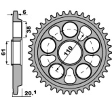Kit chaîneEK/PBR 520MVXZ2 14/41-108 - couronne renforcée