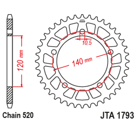 Kit chaîneEK/PBR 520SRX2 15/45-118 - couronne renforcée