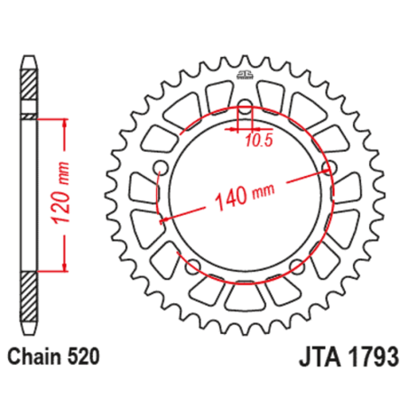 Kit chaîneEK/PBR 520SRX2 15/45-118 - couronne renforcée