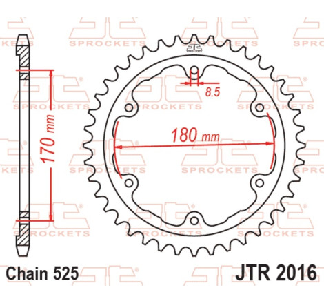 Kit chaîneEK/JT 525ZVX3 17/44-118 - couronne standard
